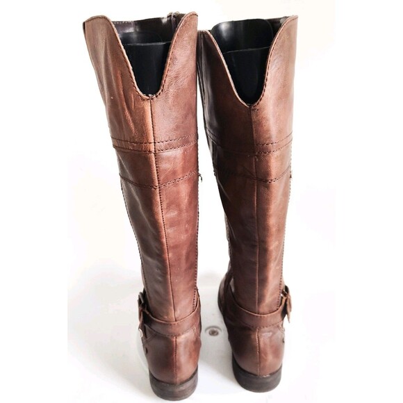 Marc Fisher Knee High Tall Riding Boots Size 5 Brown Vegan Faux Leather Preppy - Picture 5 of 15